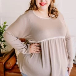 No Ship Drop Ship Soft Edges Crochet Knit Trim Top In Sand New Arrivals