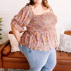 No Ship Drop Ship Flower Child Floral Smocked Blouse New Arrivals