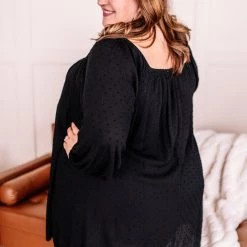 No Ship Drop Ship New Arrivals Home For The Holidays Swiss Dot Dress In Black