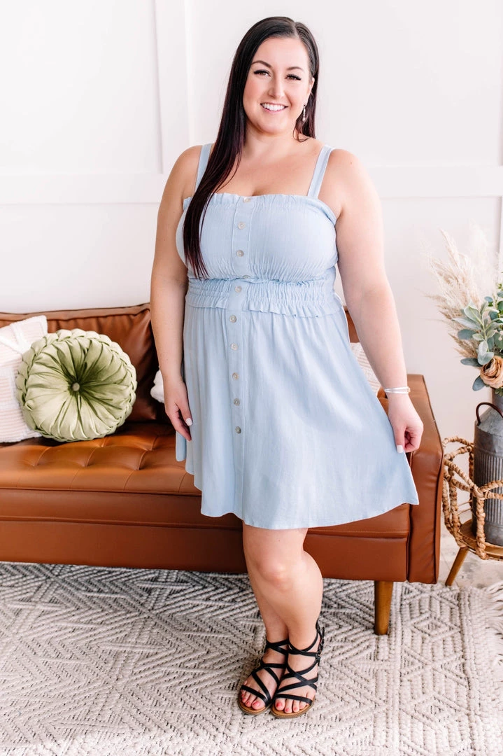 No Ship Drop Ship New Arrivals Holding It Together Smocked Button Up Dress In Baby Blue 5 No Ship Drop Ship New Arrivals Holding It Together Smocked Button Up Dress In Baby Blue