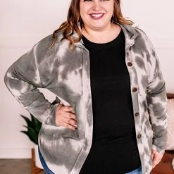 No Ship Drop Ship Speak My Peace Tie Dye Brushed Top In Vintage Olive