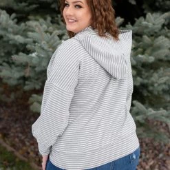 No Ship Drop Ship Plaid About You Hoodie In Gray Stripes