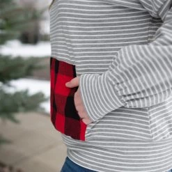 No Ship Drop Ship Plaid About You Hoodie In Gray Stripes