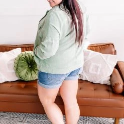 No Ship Drop Ship New Arrivals Slip The Collar Button Up Jacket In Sage