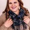 No Ship Drop Ship Tied Up In You In Navy And Cream Knit Infinity Scarf