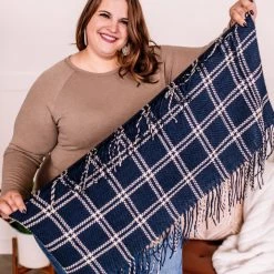 No Ship Drop Ship Tied Up In You In Navy And Cream Knit Infinity Scarf