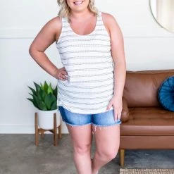 No Ship Drop Ship End Of The Line Striped Sleeveless Top New Arrivals