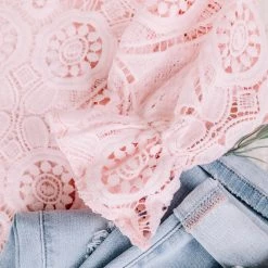 No Ship Drop Ship Take A Shine To Pink Lace Top