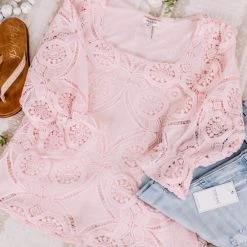 No Ship Drop Ship Take A Shine To Pink Lace Top