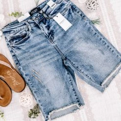 No Ship Drop Ship The Bees Knees Hi Rise Judy Blue Bermuda Shorts