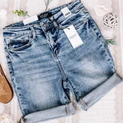 No Ship Drop Ship The Bees Knees Hi Rise Judy Blue Bermuda Shorts