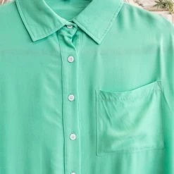 No Ship Drop Ship Chill Out Ombre Button Down Top In Mint Blue New Arrivals