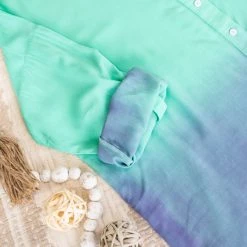 No Ship Drop Ship Chill Out Ombre Button Down Top In Mint Blue New Arrivals