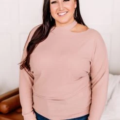 No Ship Drop Ship New Arrivals Not Cutout For This Mock Neck Top In Champagne