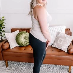 No Ship Drop Ship Back Story Sleeveless Criss Cross Top In Oatmeal