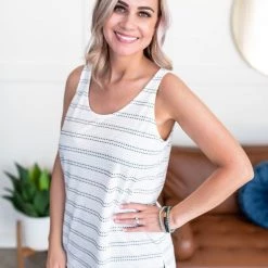 No Ship Drop Ship End Of The Line Striped Sleeveless Top New Arrivals