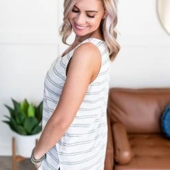 No Ship Drop Ship End Of The Line Striped Sleeveless Top New Arrivals