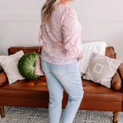 No Ship Drop Ship Take A Shine To Pink Lace Top