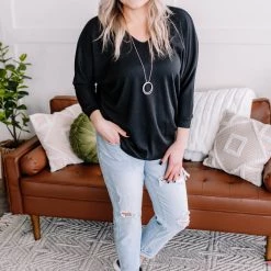 No Ship Drop Ship New Arrivals Cross My Back Dolman Top In Black