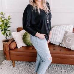 No Ship Drop Ship New Arrivals Cross My Back Dolman Top In Black