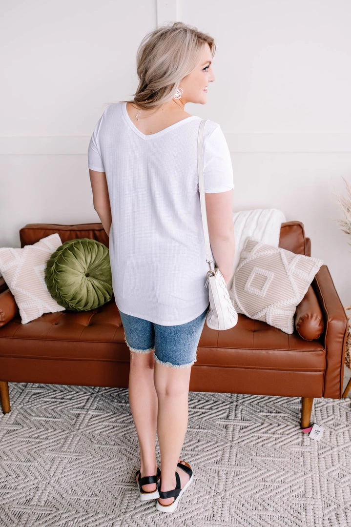 No Ship Drop Ship En Pointe V Neck Knit Top In White 13 No Ship Drop Ship En Pointe V Neck Knit Top In White