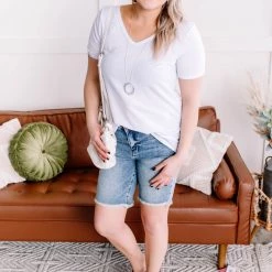 No Ship Drop Ship The Bees Knees Hi Rise Judy Blue Bermuda Shorts