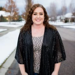 No Ship Drop Ship New Arrivals Rise To The Occasion Black Sequined Cardigan