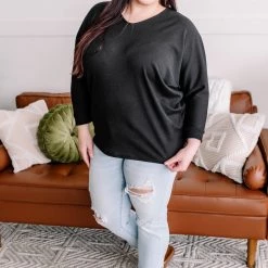 No Ship Drop Ship New Arrivals Cross My Back Dolman Top In Black