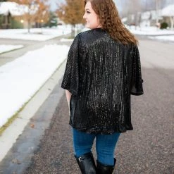 No Ship Drop Ship New Arrivals Rise To The Occasion Black Sequined Cardigan