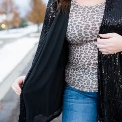 No Ship Drop Ship New Arrivals Rise To The Occasion Black Sequined Cardigan