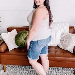 No Ship Drop Ship Back Story Sleeveless Criss Cross Top In Oatmeal