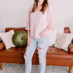 No Ship Drop Ship Take A Shine To Pink Lace Top