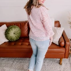 No Ship Drop Ship Take A Shine To Pink Lace Top