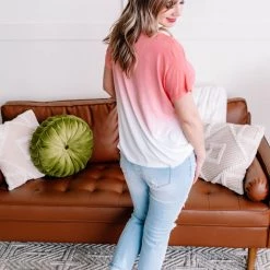 No Ship Drop Ship New Arrivals Fade Away Dip Dyed Tee In Coral