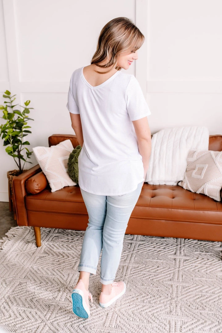 No Ship Drop Ship En Pointe V Neck Knit Top In White 6 No Ship Drop Ship En Pointe V Neck Knit Top In White