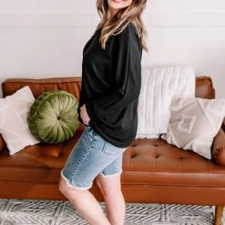 No Ship Drop Ship New Arrivals Cross My Back Dolman Top In Black