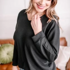 No Ship Drop Ship New Arrivals Cross My Back Dolman Top In Black