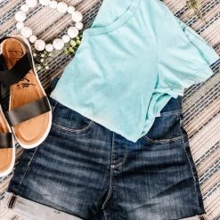 No Ship Drop Ship New Arrivals Take A Trip With Me Acid Wash Tee In Turquoise