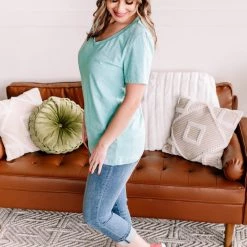 No Ship Drop Ship New Arrivals Take A Trip With Me Acid Wash Tee In Turquoise