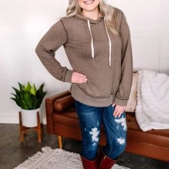 No Ship Drop Ship Inside Job Side Zip Hoodie In Taupe