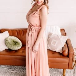 No Ship Drop Ship New Arrivals Surplice It To Say Apricot Maxi Dress