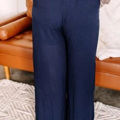 No Ship Drop Ship Quick On The Drawstring Dress Pants In Navy New Arrivals