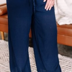 No Ship Drop Ship Quick On The Drawstring Dress Pants In Navy New Arrivals