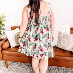 No Ship Drop Ship Fantasy Island Tropical Print Dress