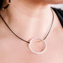 No Ship Drop Ship New Arrivals Joy Susan 2 Tone Black Leather Pendant Necklace