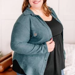 No Ship Drop Ship Brush Your Cares Away Button Up Top In Hunter Green New Arrivals