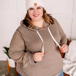 No Ship Drop Ship Inside Job Side Zip Hoodie In Taupe