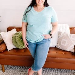 No Ship Drop Ship New Arrivals Take A Trip With Me Acid Wash Tee In Turquoise