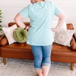 No Ship Drop Ship New Arrivals Take A Trip With Me Acid Wash Tee In Turquoise