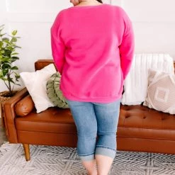 No Ship Drop Ship Get Fleeced Crewneck Sweatshirt In Fuchsia New Arrivals